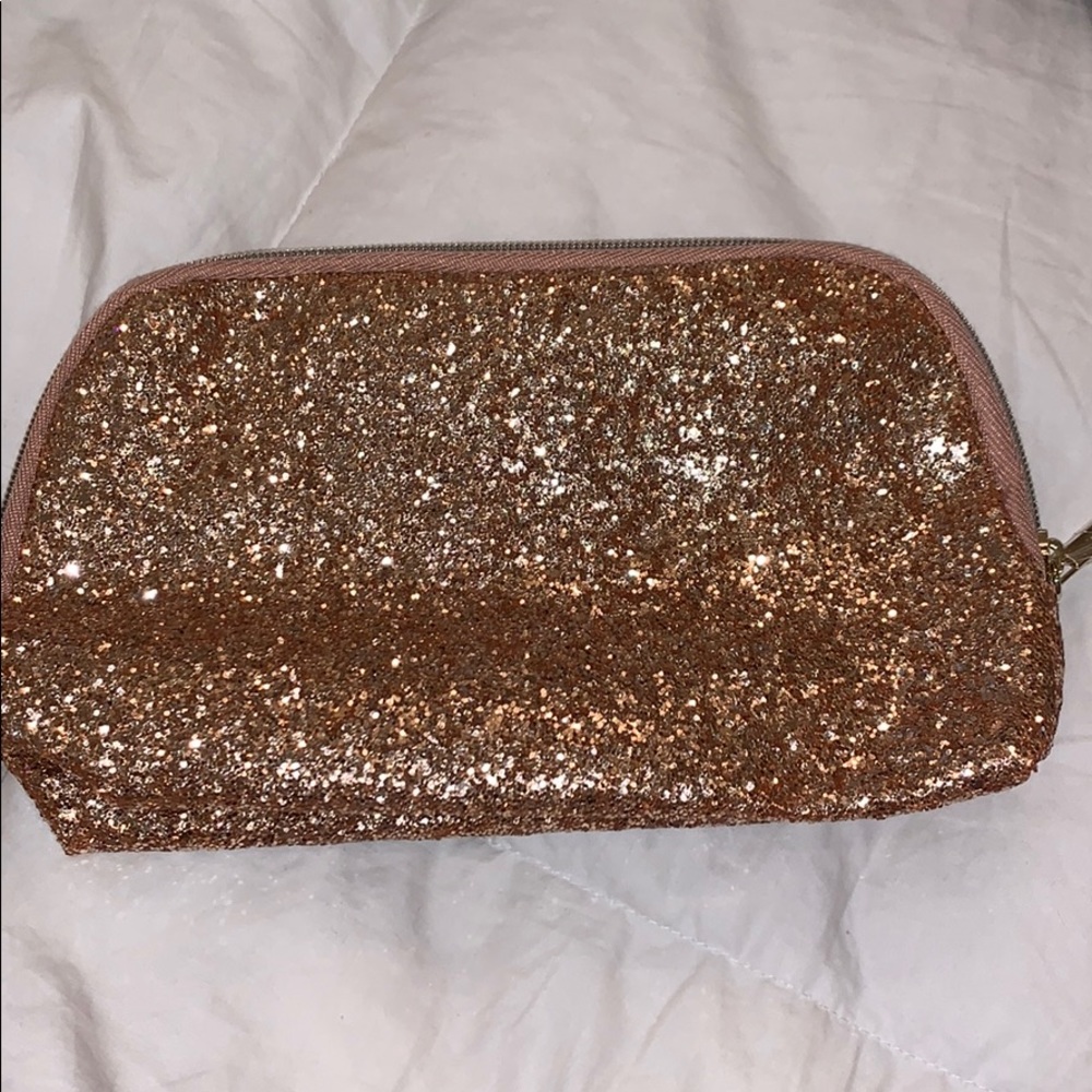 Rose Gold Lancôme makeup bag